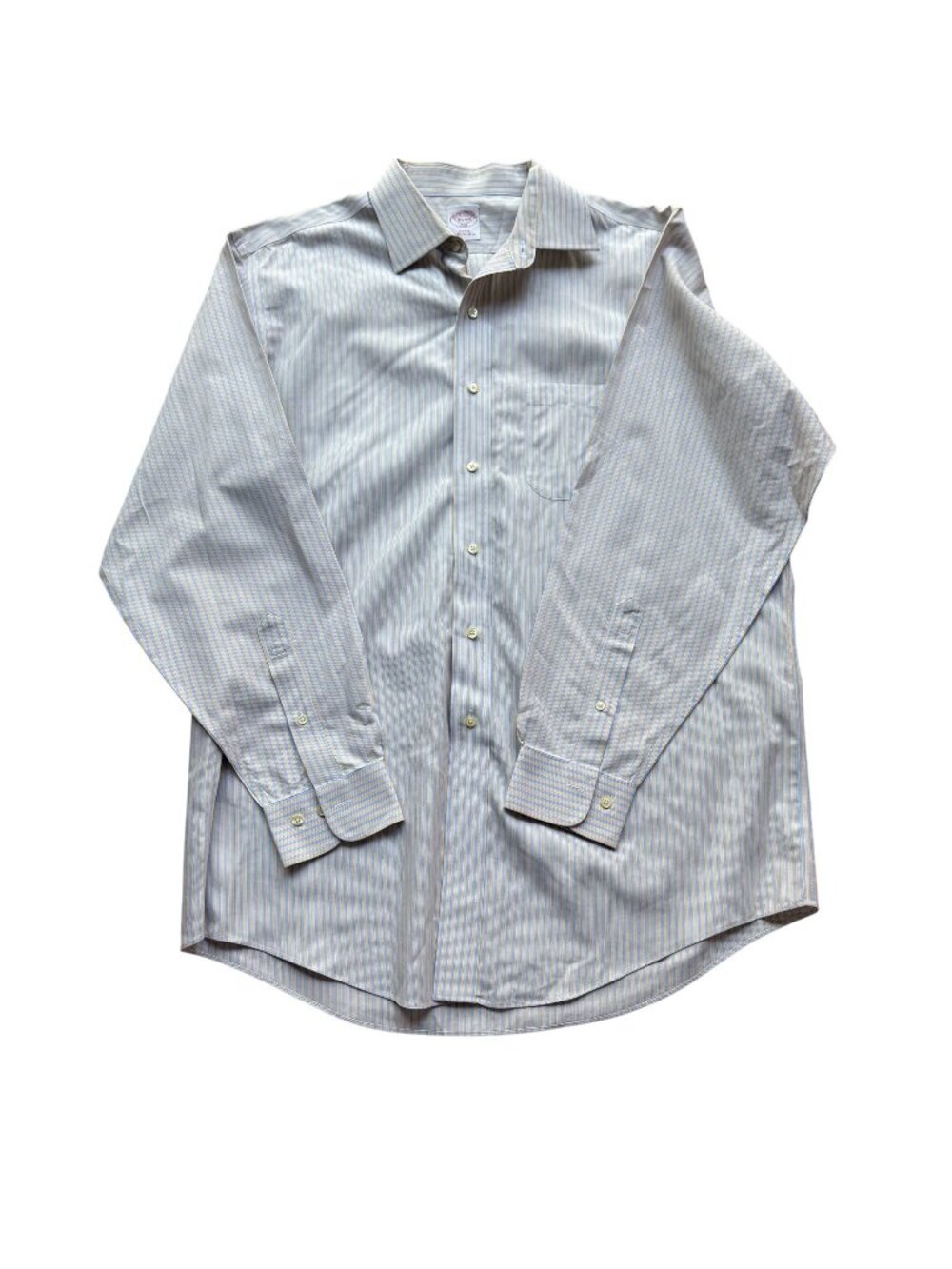 Classic Non-Iron Brooks Brothers 346 16.5-4/5 Blue Yellow Stripe Dress Shirt